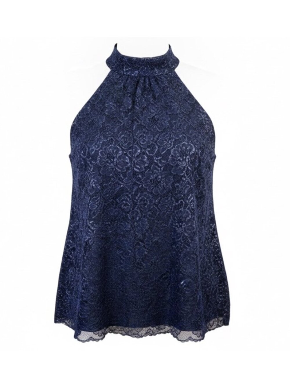 J.Crew Womens Navy Lace Sleeveless Halter Top Elegant Lightweight Size M